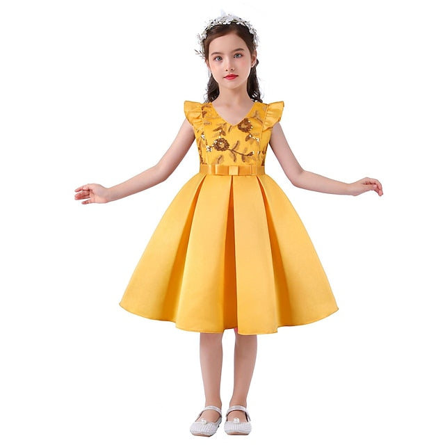 Dress Formal Sleeveless Solid Girls' Color Kids Party FashionChic