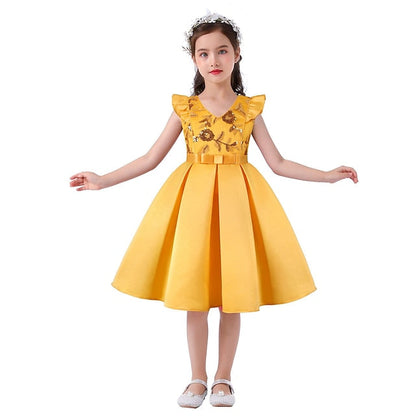 Dress Formal Sleeveless Solid Girls' Color Kids Party FashionChic