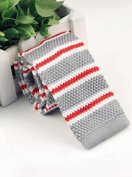 Neck Men's Stylish Christmas Stripe Knit - Tie Woven FashionChic