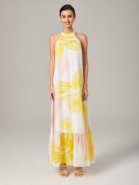 Super loose A-line summer vacation halter dress