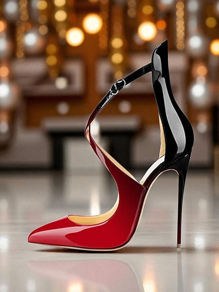 - Women's Leather Heels Purple Stiletto Strappy Patent FashionChic