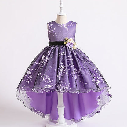Sleeveless Floral Girls' Kids Solid Dress Wedding Colored FashionChic
