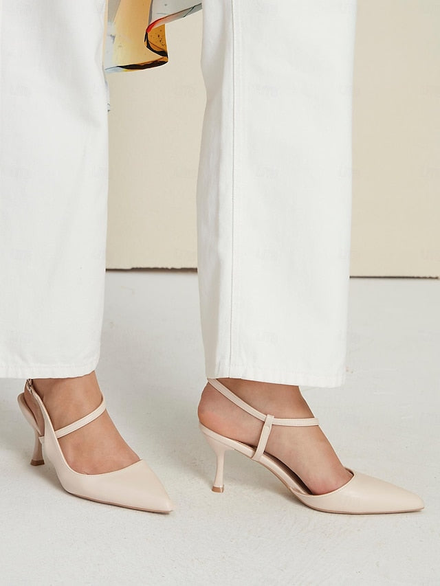 Women's Pumps Kitten Elegant Heel – Slingback Nude FashionChic