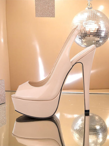 Women's Platform Stiletto PU Orange Leather Heels Patent FashionChic