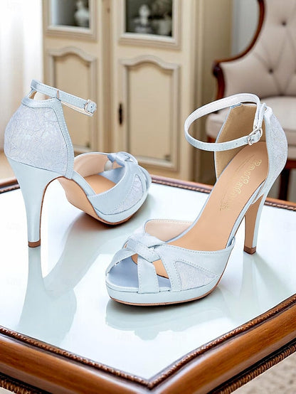 Satin Toe Pink Peep Heel Sandals Women's Elegant with High FashionChic