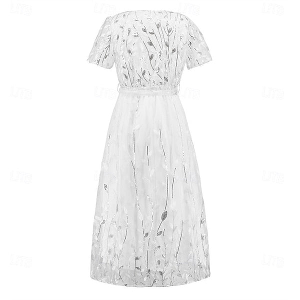 Dress Mother A-Line Bride Sequin Neck V of Elegant the FashionChic