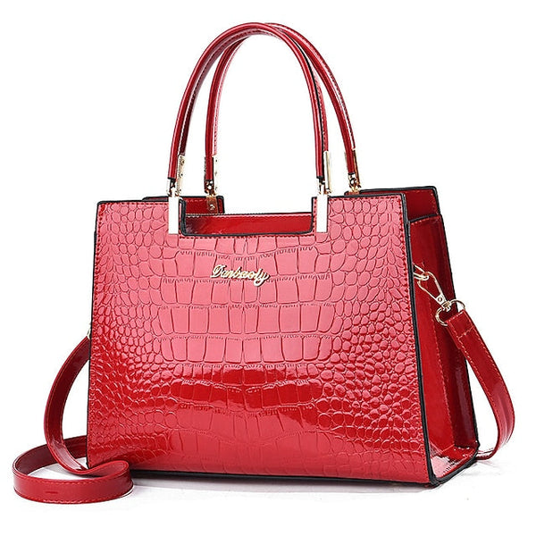 Black Crocodile Pattern Women's Elegant Handbag Leather | FashionChic