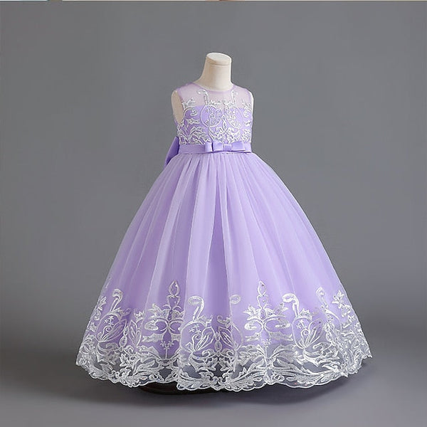 Kids Christening Wedding Girls' Flower Dress Sleeveless FashionChic