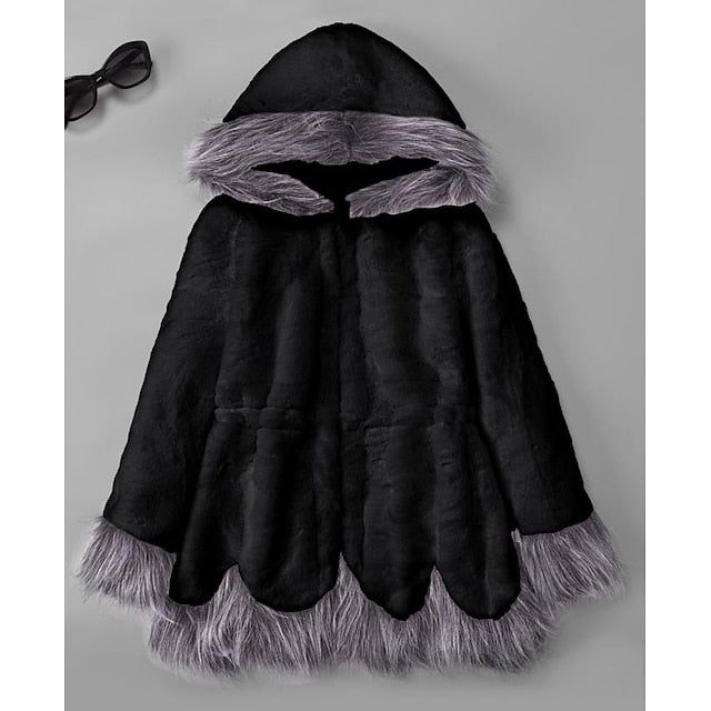 Fur Women's Faux Black Sherpa Long Jacket White Coat FashionChic