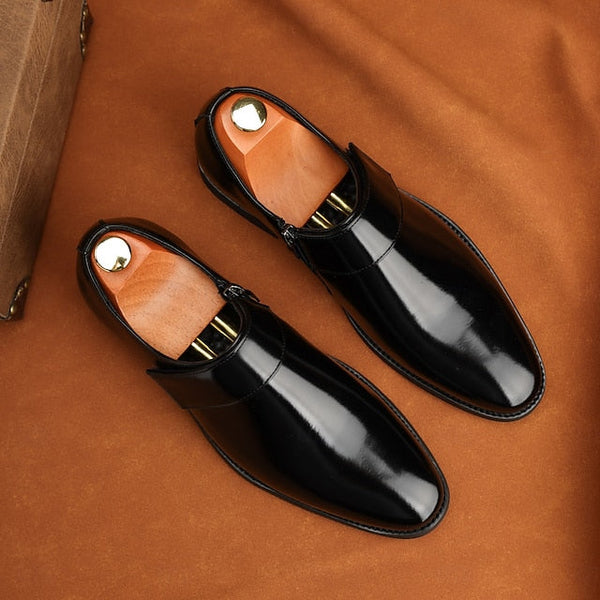 Dress Loafers Leather Brown Shoes Men's Business Slip-On FashionChic