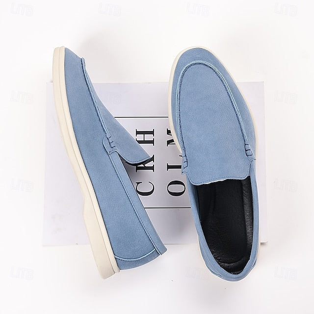 Loafers Men's Slip-On Blue Faux Light – Breathable Casual FashionChic