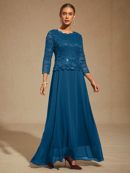 Women's Maxi Dress Chiffon Dress Lace Sequins Embroidered FashionChic