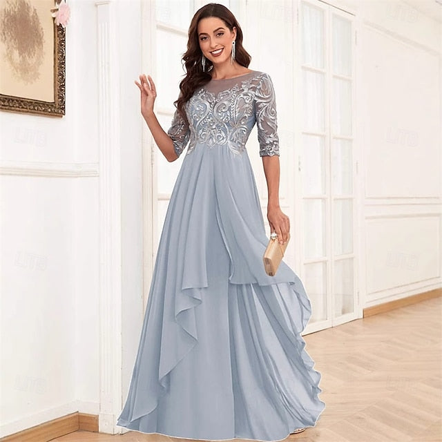 of Dress Mother Neck Elegant Simple Floor the Crew Bride FashionChic