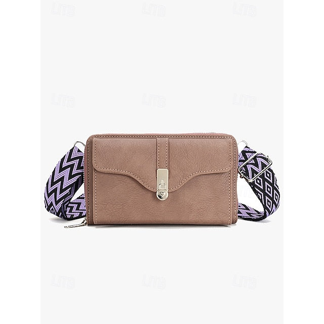 Crossbody Faux Women's Geometric Bag Pattern with Leather FashionChic