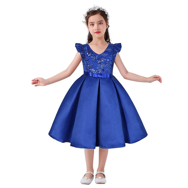 Dress Formal Sleeveless Solid Girls' Color Kids Party FashionChic