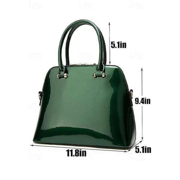 - Patent Green Women's Elegant Bag Shiny Leather Tote FashionChic