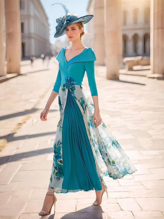 Formal A-Line Bride of the Mother Guest Wedding Elegant V Dress FashionChic