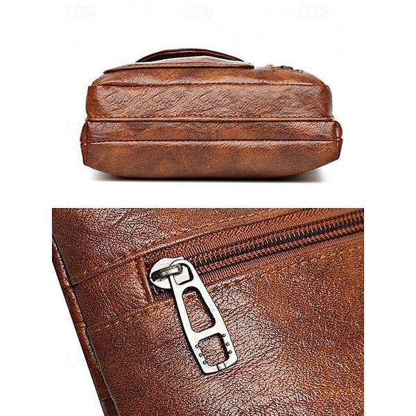 Leather Vintage Multi-Pocket Crossbody Women's Faux - Bag FashionChic