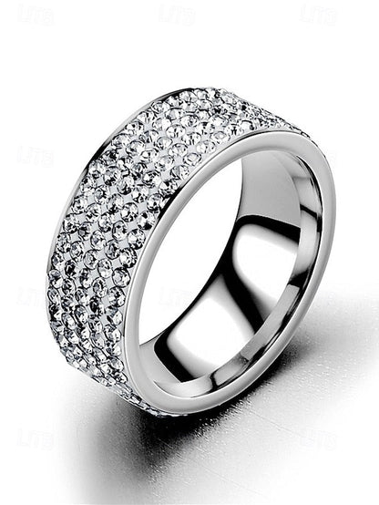 with Pave Band Rings Rhinestone Wide Men's Full FashionChic