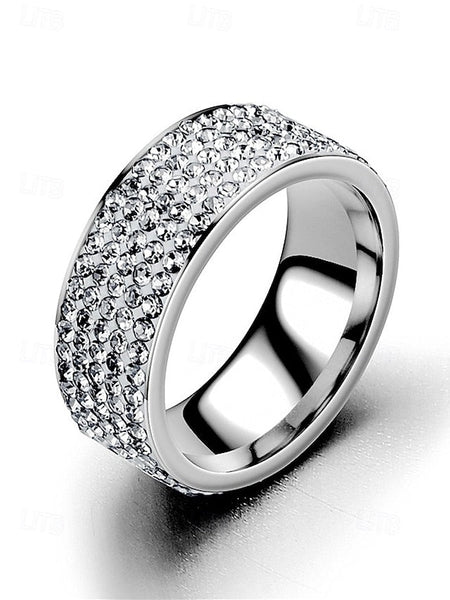 Rhinestone Full Pave Men's Band with Wide Rings FashionChic