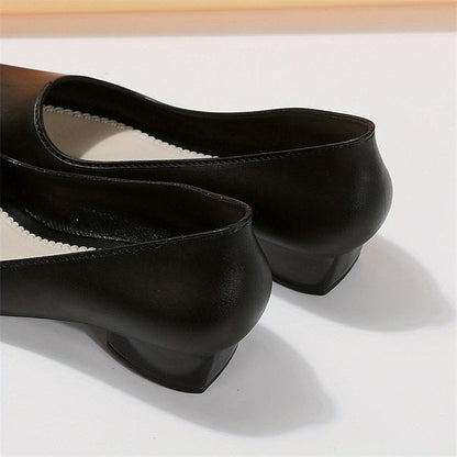 Heel Low Slip-On Pumps Black Classic Women's Toe – Round FashionChic