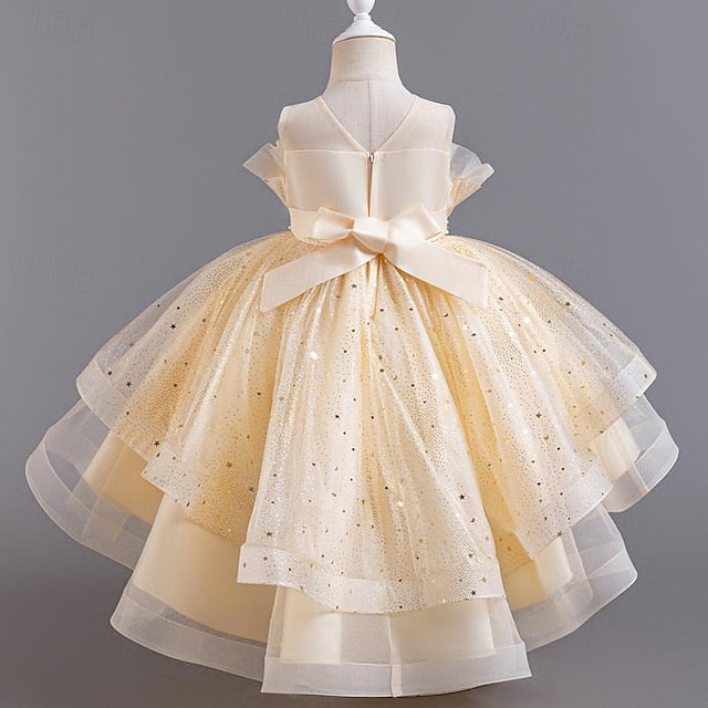Sleeveless Dress Girls' Party Kids Girl Sequin Flower FashionChic