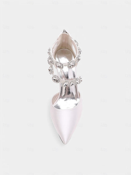 with Ankle Purple Women's Satin Heels Crystal Stiletto FashionChic