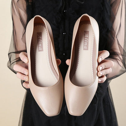 Heel Low Slip-On Pumps Black Classic Women's Toe – Round FashionChic