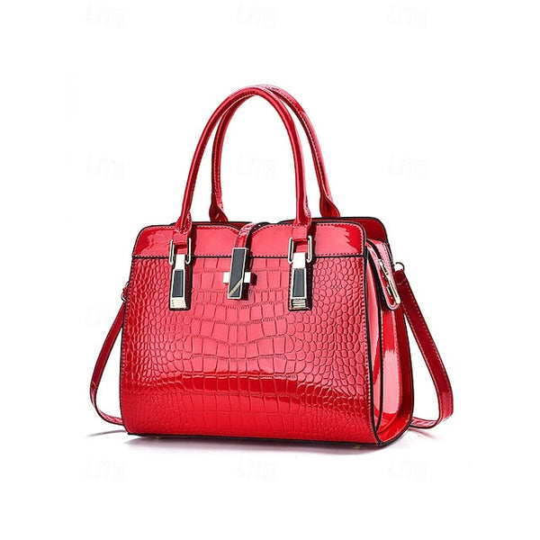 Faux - Croc Patent Women's Handbag Leather Burgundy FashionChic