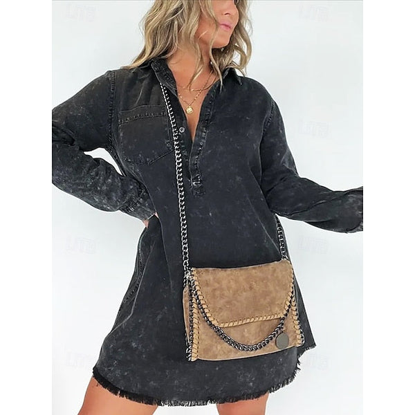 Leather Faux Bag with Chain Red Whipstitch Shoulder Detailing FashionChic