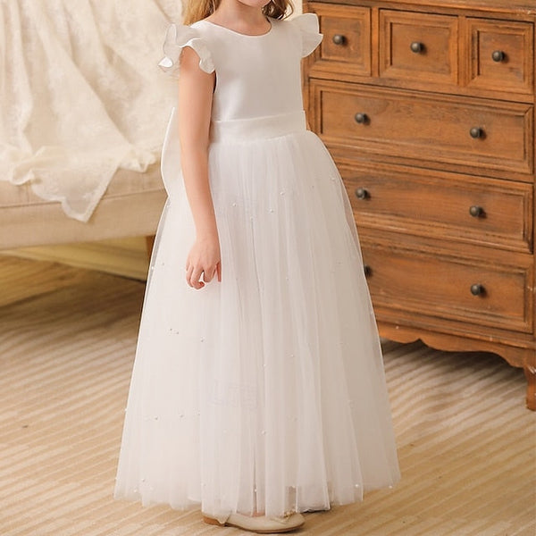 Girl Solid Kids Flower Dress Color Girls' Party FashionChic