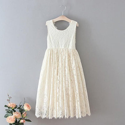 Solid Party Girls' Wedding Colored Sleeveless Kids Dress FashionChic