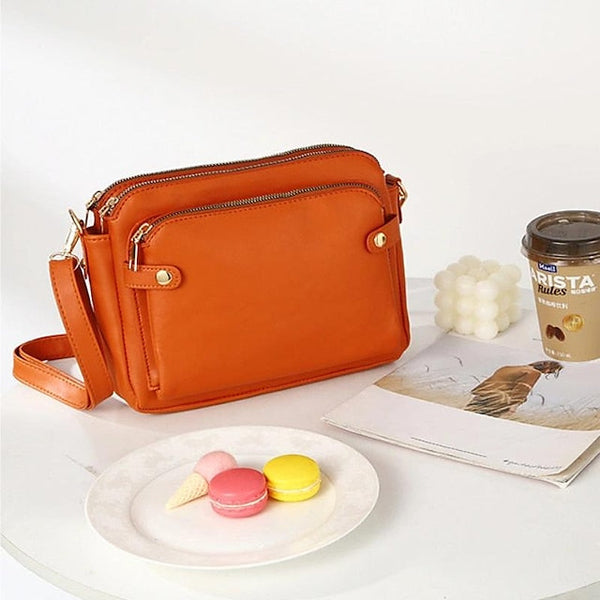 Shoulder Leather Women's Vintage Three-Layer Crossbody FashionChic