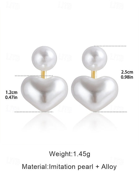 Pearl Heart-Shaped Romantic Earrings Minimalist – Drop Elegant FashionChic