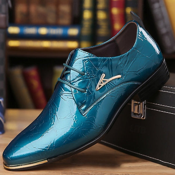 Dress – Purple Shoes Men's Lace-Up Bold Patent Shiny FashionChic