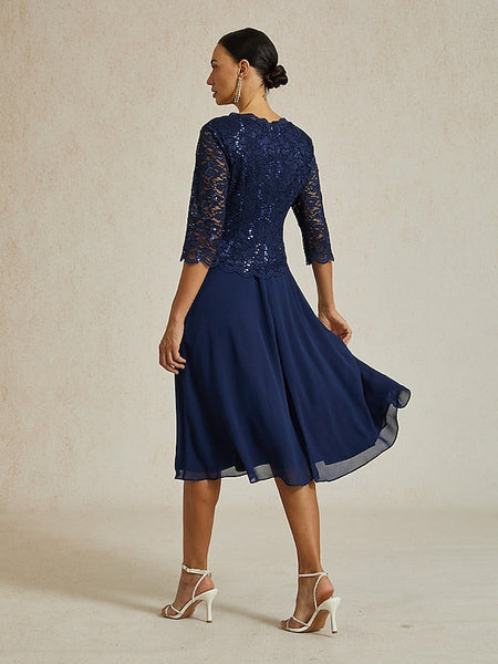 Women's Midi Dress Chiffon Dress Elegant Wedding Guest FashionChic