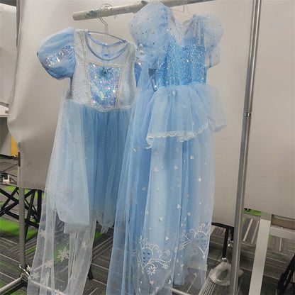 Princess Flower Elsa Cosplay Cloak Girl Frozen Dress FashionChic