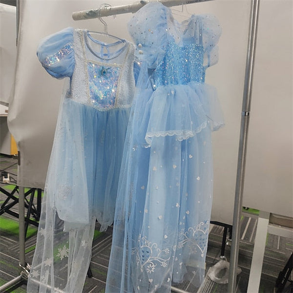 Princess Flower Elsa Cosplay Cloak Girl Frozen Dress FashionChic