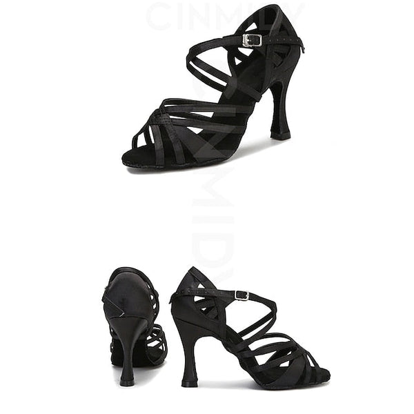 Toe Women Ballroom – Satin Shoes Elegant for Open Dance FashionChic