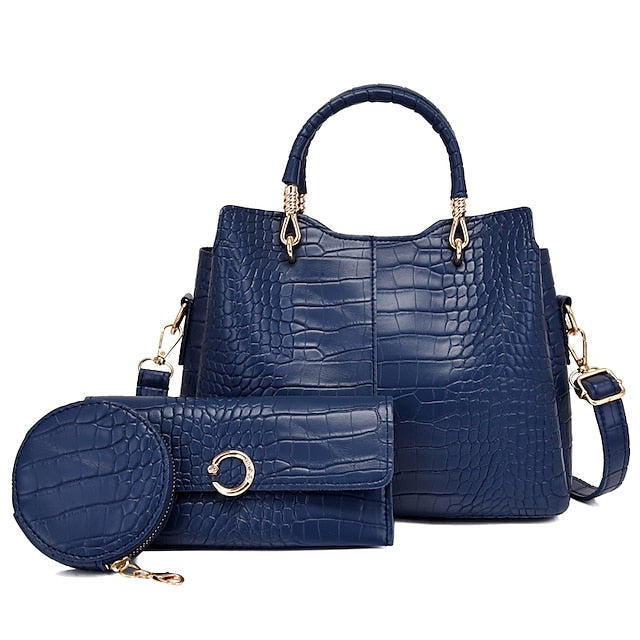 Set Leather Purse Going Bag PU Pcs Office 3 Women's out FashionChic