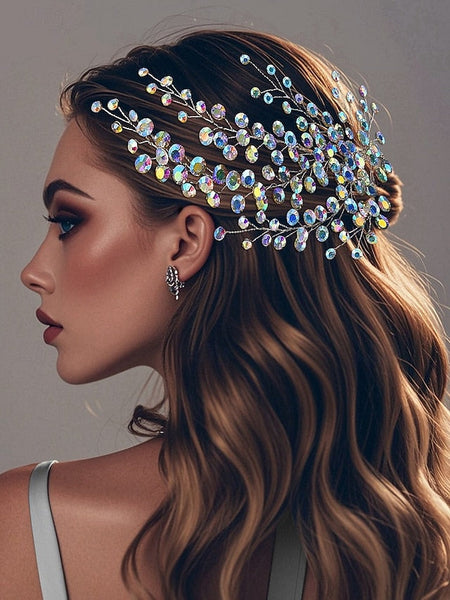 Hair Flower and Rhinestone Elegant Accessory – Crystal Bridal FashionChic