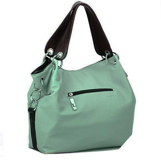 Casual Handbag with Canvas Leather Straps – Women's FashionChic