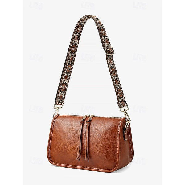 Bag Adjustable Leather Brown Faux Women's Shoulder with FashionChic