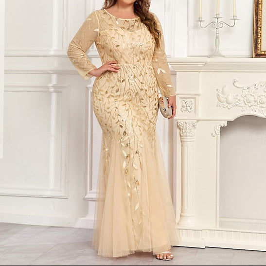 Gown Trumpet Evening Sparkle Floor Formal / Dress Mermaid FashionChic