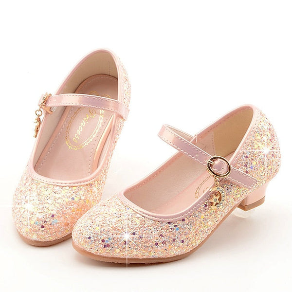 Mary Shoes Heel Low Glitter Dress Girls' - Sparkly Jane FashionChic