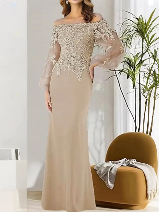 Mother of Mermaid Shoulder Elegant Dress Off the / Trumpet Bride FashionChic