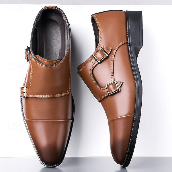Strap Double – Men's Leather Elegant Shoes Monk Dress FashionChic