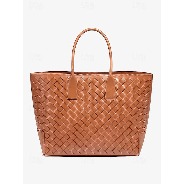 Tote Brown Woven and Women's Leather Bag Stylish – FashionChic