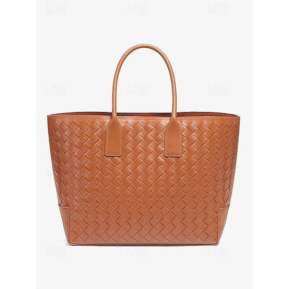 Tote Brown Woven and Women's Leather Bag Stylish – FashionChic