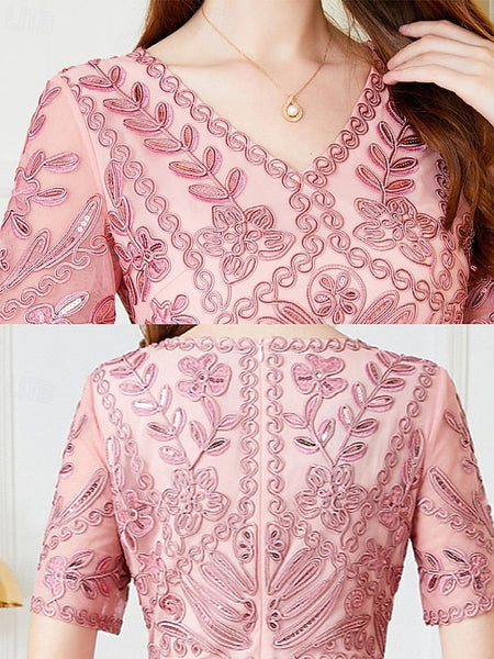 Party of Bride V Dress Vintage Mother Elegant the A-Line FashionChic